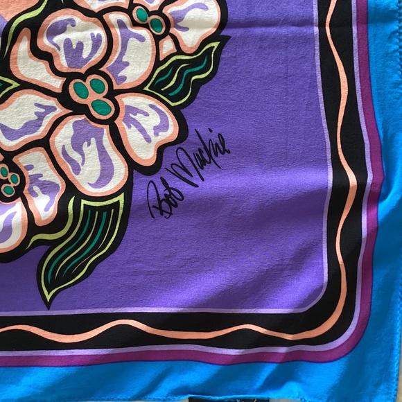 Bob Mackie Huge Wearable Art 100% Silk Wrap Scarf Shawl Hawaiian/Polynesian Vtg - Picture 5 of 10